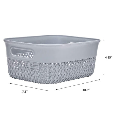 Life Story Lightweight Heavy Duty Storage Woven Trendy Basket 4 Quarts, Grey