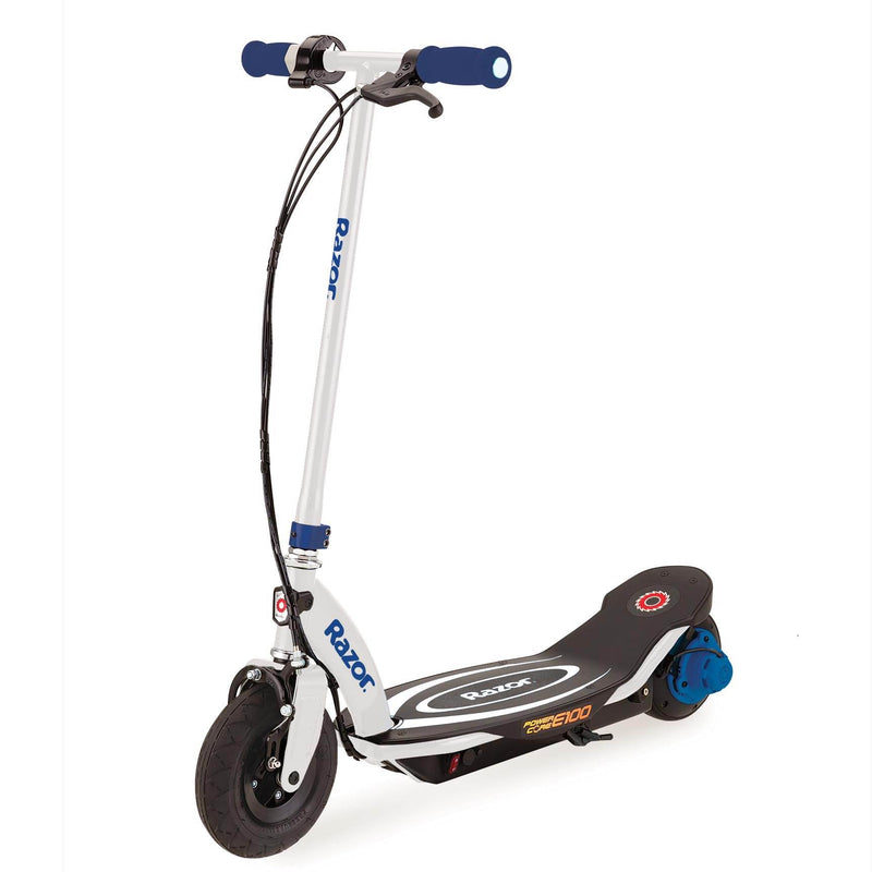 Razor Power Core E100 Kids Ride On Electric Motor Scooter w/ Helmet & Pads, Blue