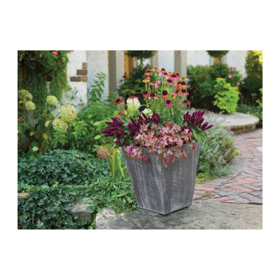 Suncast 16 Inch Farmington Decorative Rustic Wood Finish Garden Planter, Gray - VMInnovations