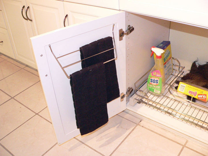 Rev-A-Shelf Kitchen & Bathroom Undersink Door Mount Towel Bar, Chrome, 563-32 C