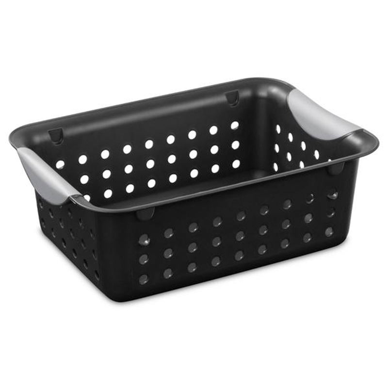 Sterilite Ultra Small Home Organization Storage Basket w/ Holes, Black (24 Pack)
