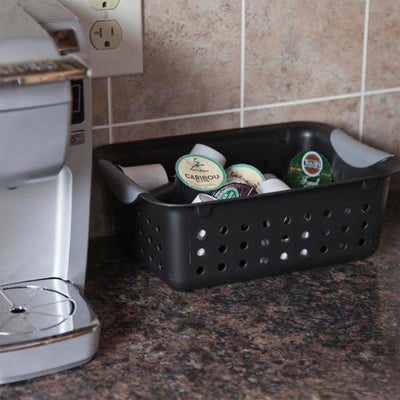 Sterilite Ultra Small Home Organization Storage Basket w/ Holes, Black (24 Pack)