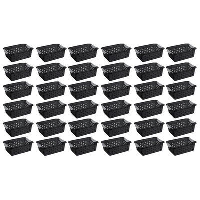 Sterilite Small Home Organization Storage Basket with Holes, Black (36 Pack)