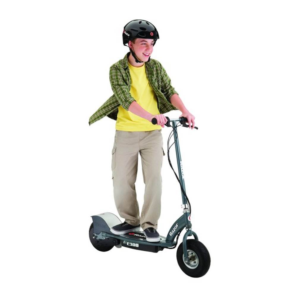Razor Electric Power Kids Scooter, Gray + Youth Sport Helmet + Elbow & Knee Pads