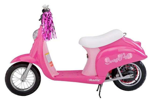 Razor Pocket Mod Mini Electric Scooter w/ Rainbow Helmet & Black Elbow/Knee Pads