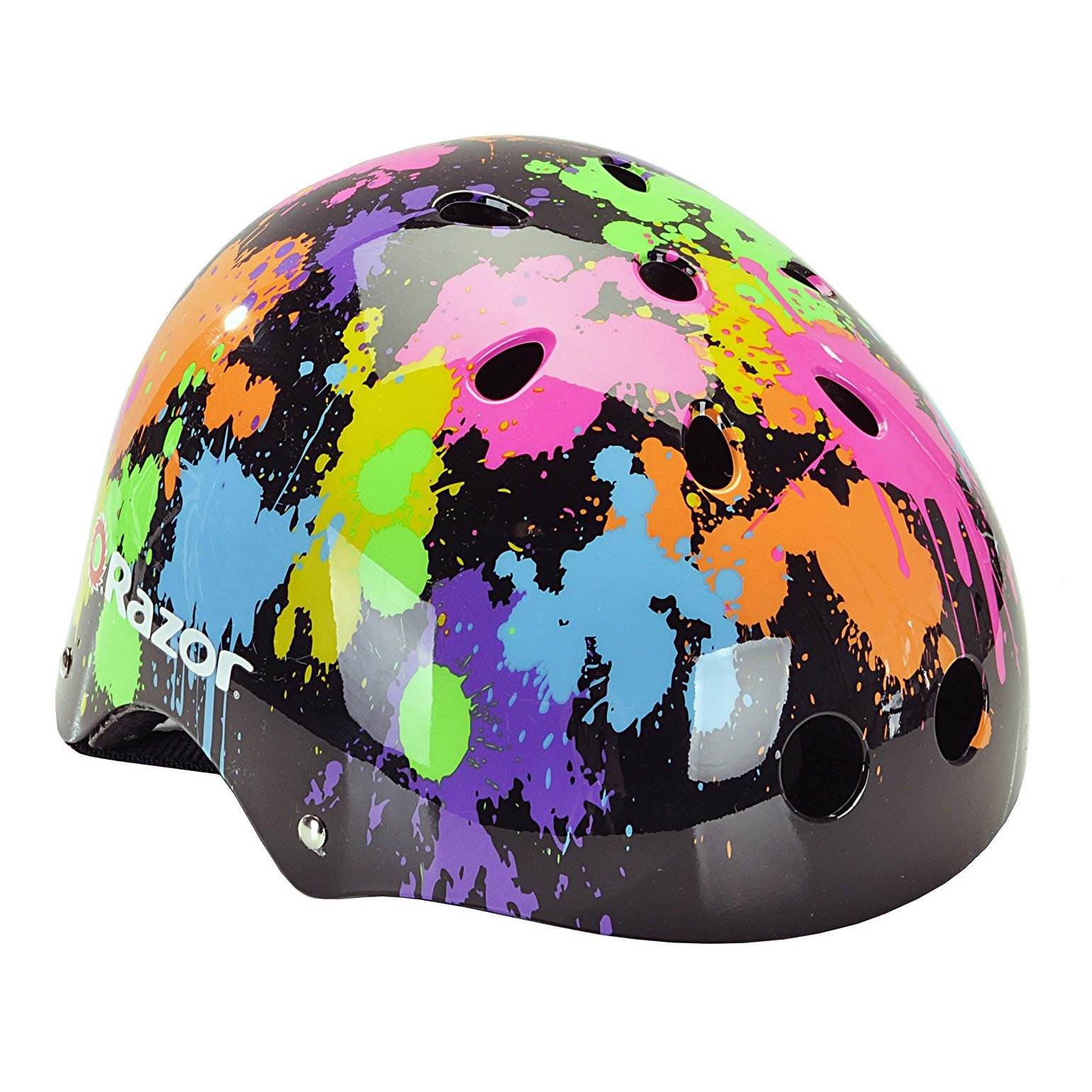 Razor Pocket Mod Mini Electric Scooter w/ Rainbow Helmet & Black Elbow/Knee Pads