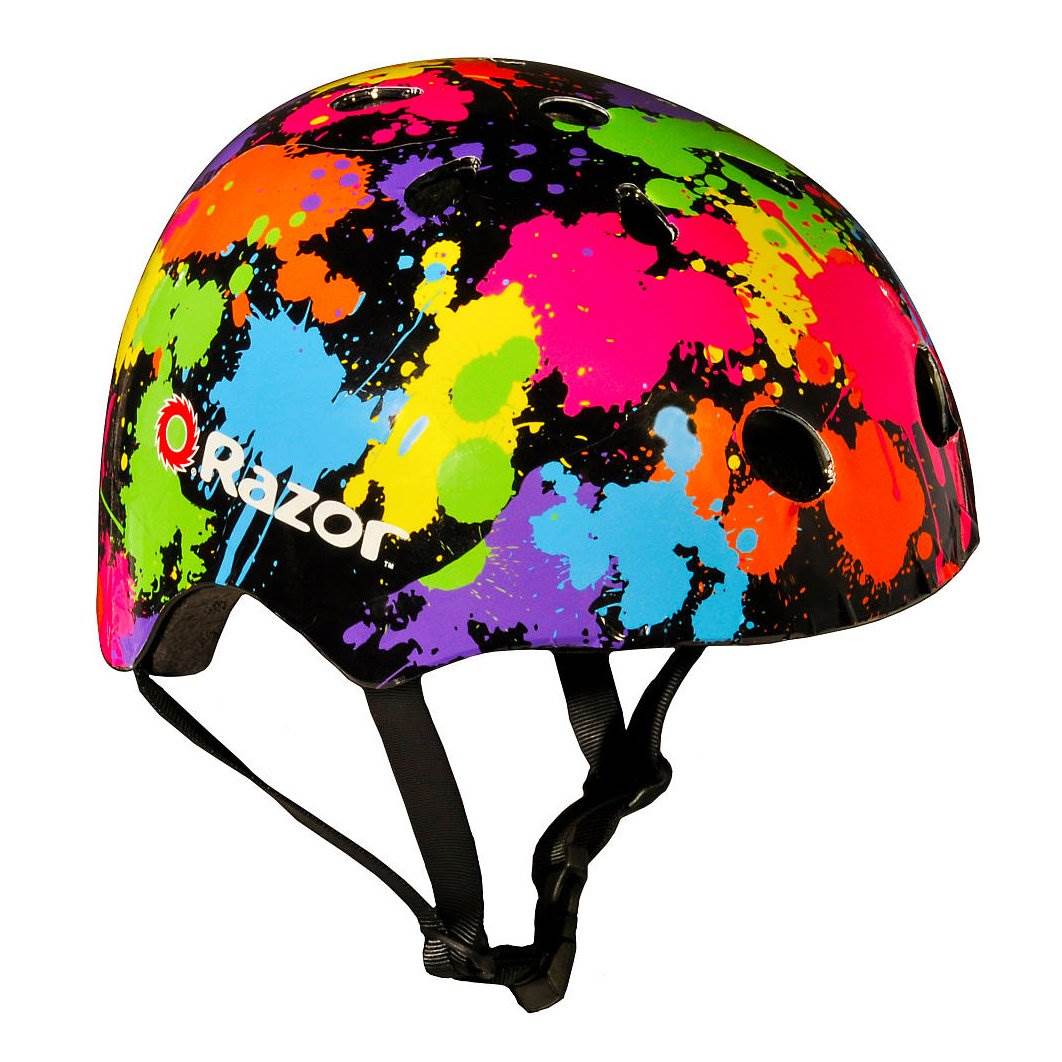 Razor Pocket Mod Mini Electric Scooter w/ Rainbow Helmet & Black Elbow/Knee Pads