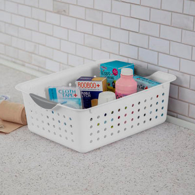 Sterilite Set of Ultra Plastic Storage Baskets, 12 Small, 12 Medium, and 6 Large - VMInnovations
