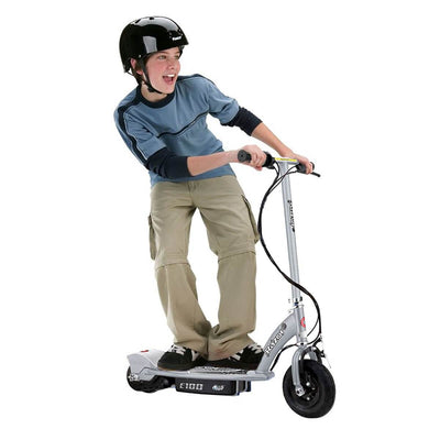 Razor Electric Kids Scooter, Silver & Youth Sport Helmet & Elbow & Knee Pads - VMInnovations