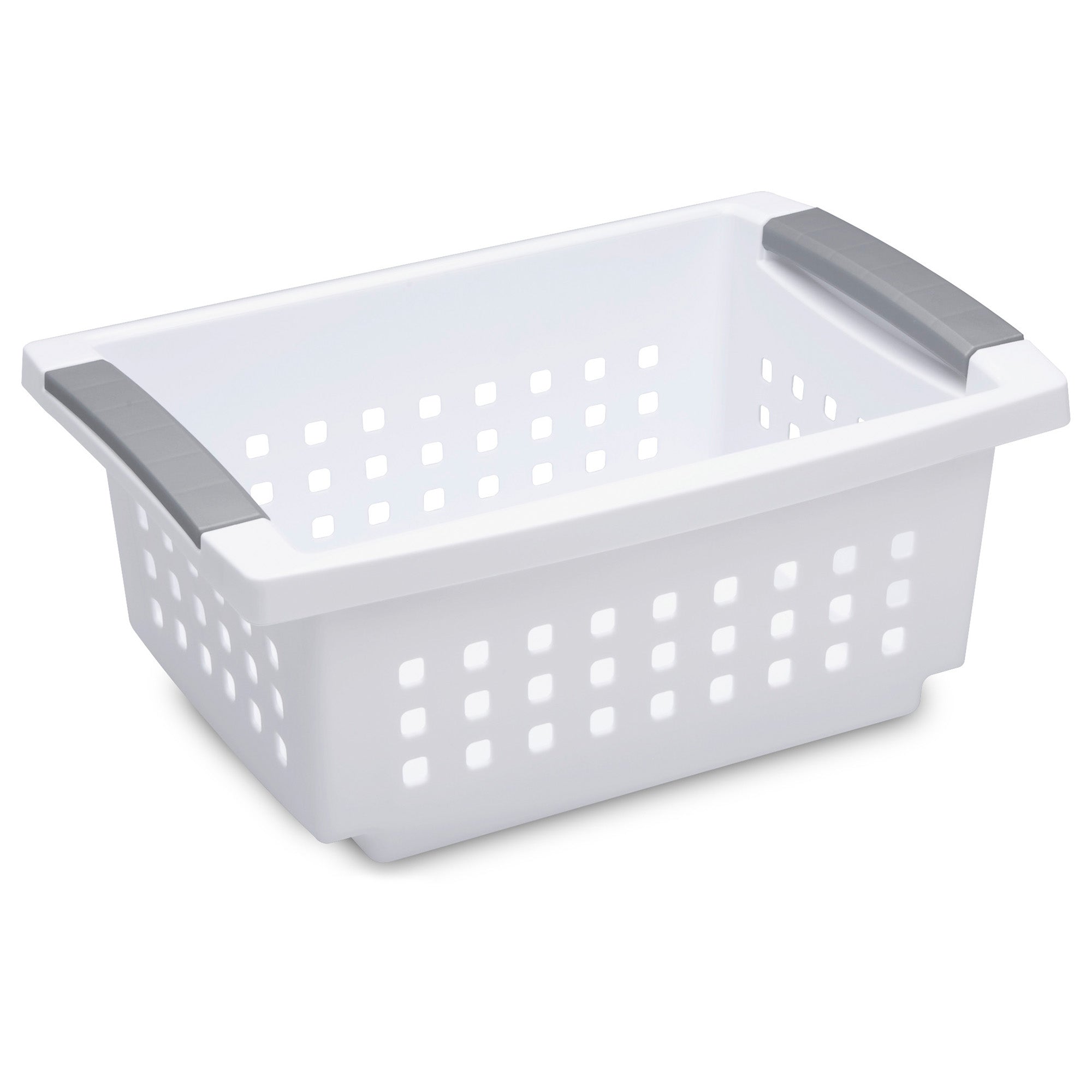 Sterilite Small Stacking Storage Basket with Comfort Grip Handles, 8 Pack, White - VMInnovations
