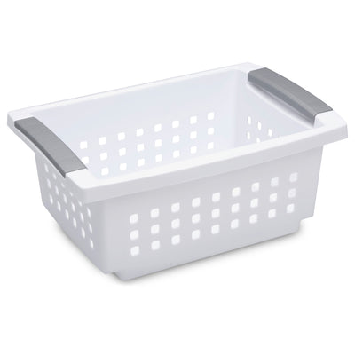 Sterilite Small Stacking Storage Basket with Comfort Grip Handles, 8 Pack, White - VMInnovations