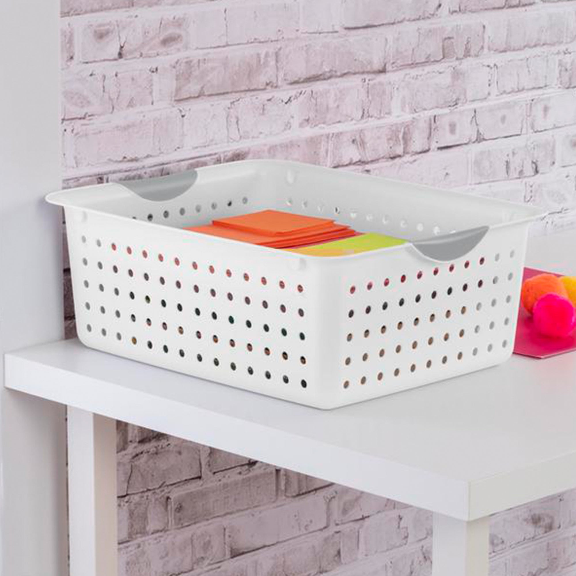 Sterilite Set of Ultra Plastic Storage Bin Baskets w/ Handles, 12 Large, 12 Deep