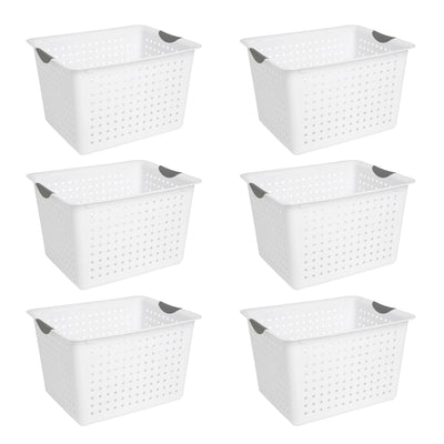 Sterilite Set of Ultra Plastic Storage Bin Baskets w/ Handles, 6 Large, 6 Deep