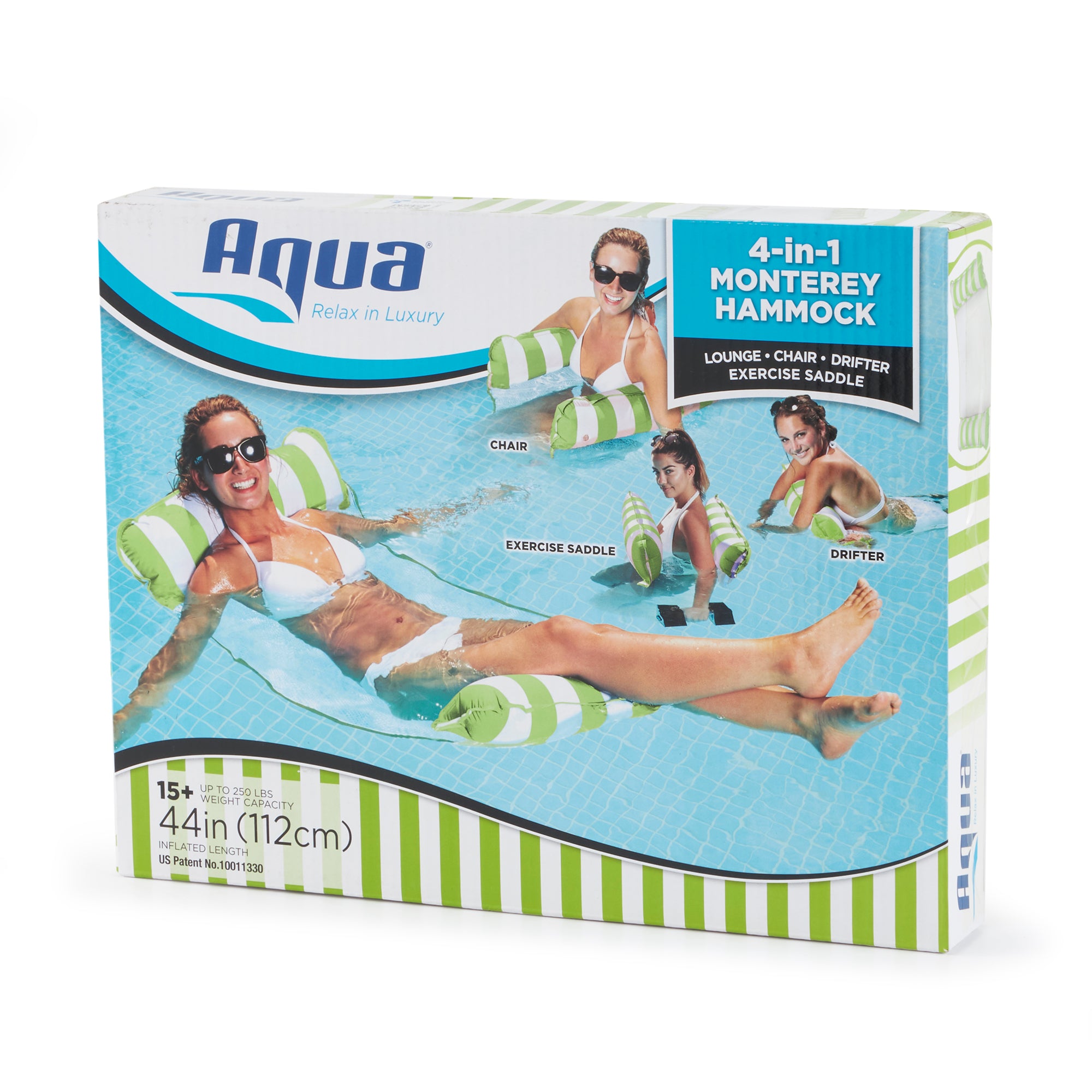 Aqua Monterey Water Inflatable 4-in-1 Pool Hammock Lounger, Lime Green (4 Pack) - VMInnovations