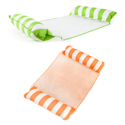 Aqua Monterey 4-in-1 Pool Hammock Floating Lounger Set, 1 Lime Green & 1 Orange