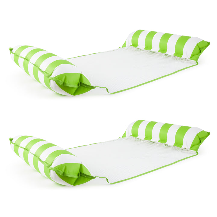 Aqua Monterey Water Inflatable 4-in-1 Pool Hammock Lounger, Lime Green (2 Pack)