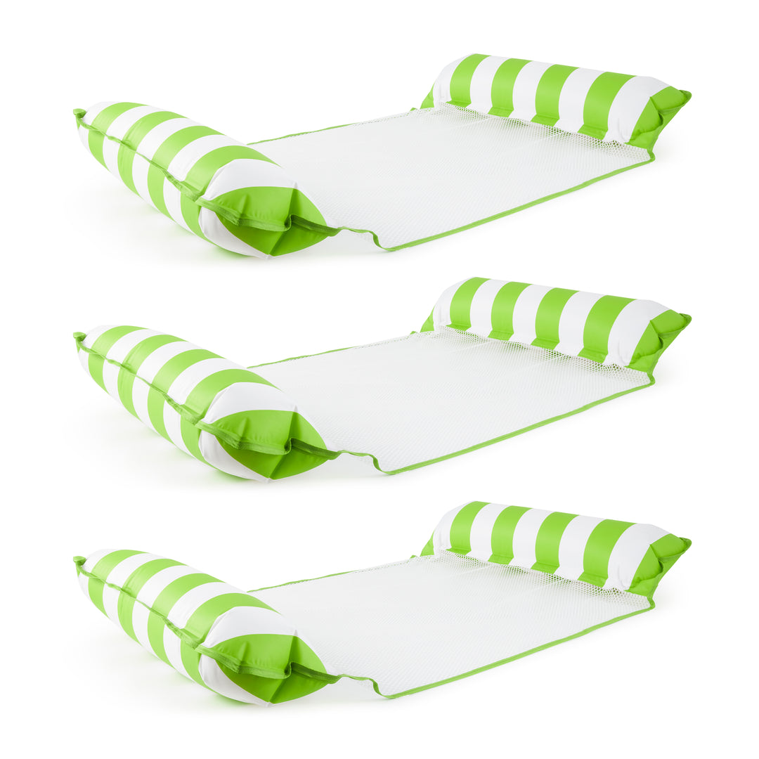 Aqua Monterey Water Inflatable 4-in-1 Pool Hammock Lounger, Lime Green (3 Pack)