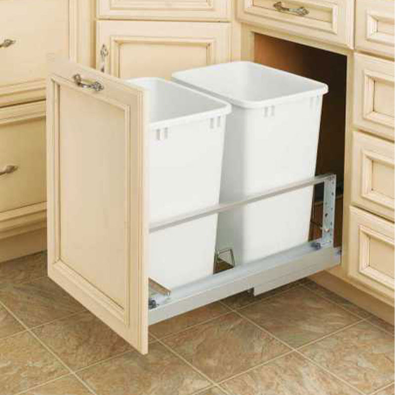 Rev-A-Shelf Double Pullout 35 qt. Kitchen Trash Can with Soft-Close, 5349-18DM-2