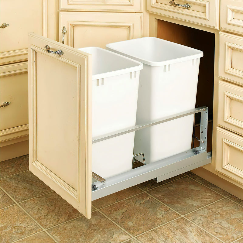 Rev-A-Shelf Double 35 Quart Base Cabinet Pull Out Waste Containers (Used)
