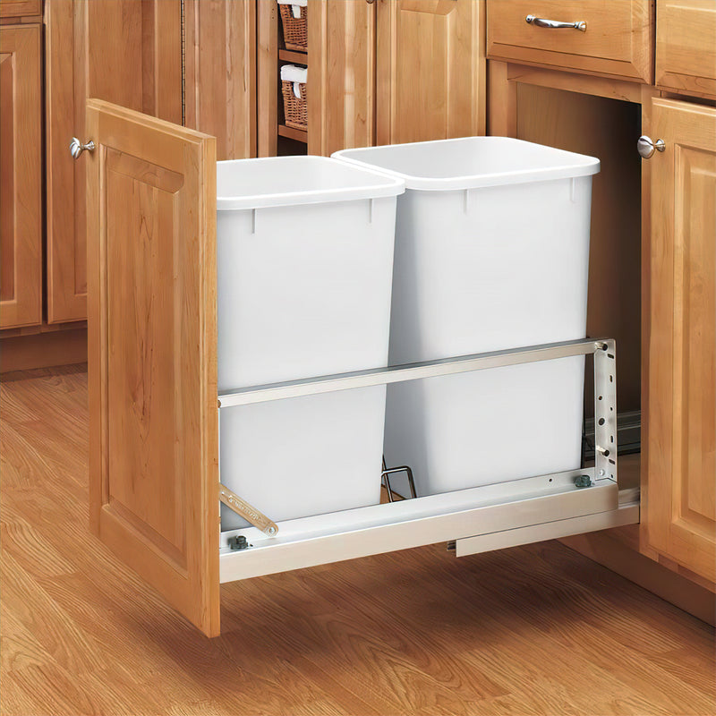 Rev-A-Shelf Double 35 Quart Base Cabinet Pull Out Waste Containers (Used)
