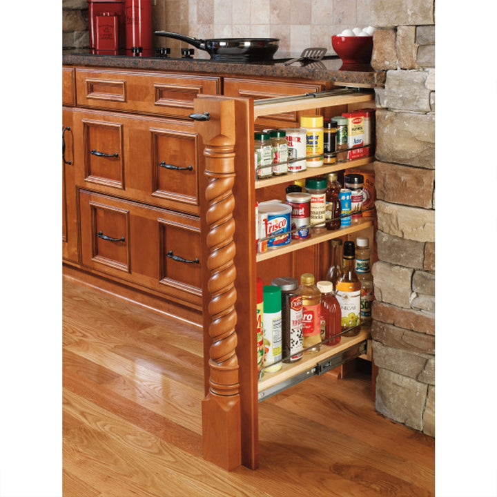 Rev-A-Shelf 6" Pullout Kitchen Cabinet Filler Organizer Spice Rack, 432-BF-6C