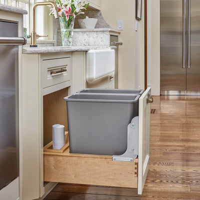 Rev-A-Shelf Double 35 Quart Base Cabinet Pull Out Waste Containers (Used)