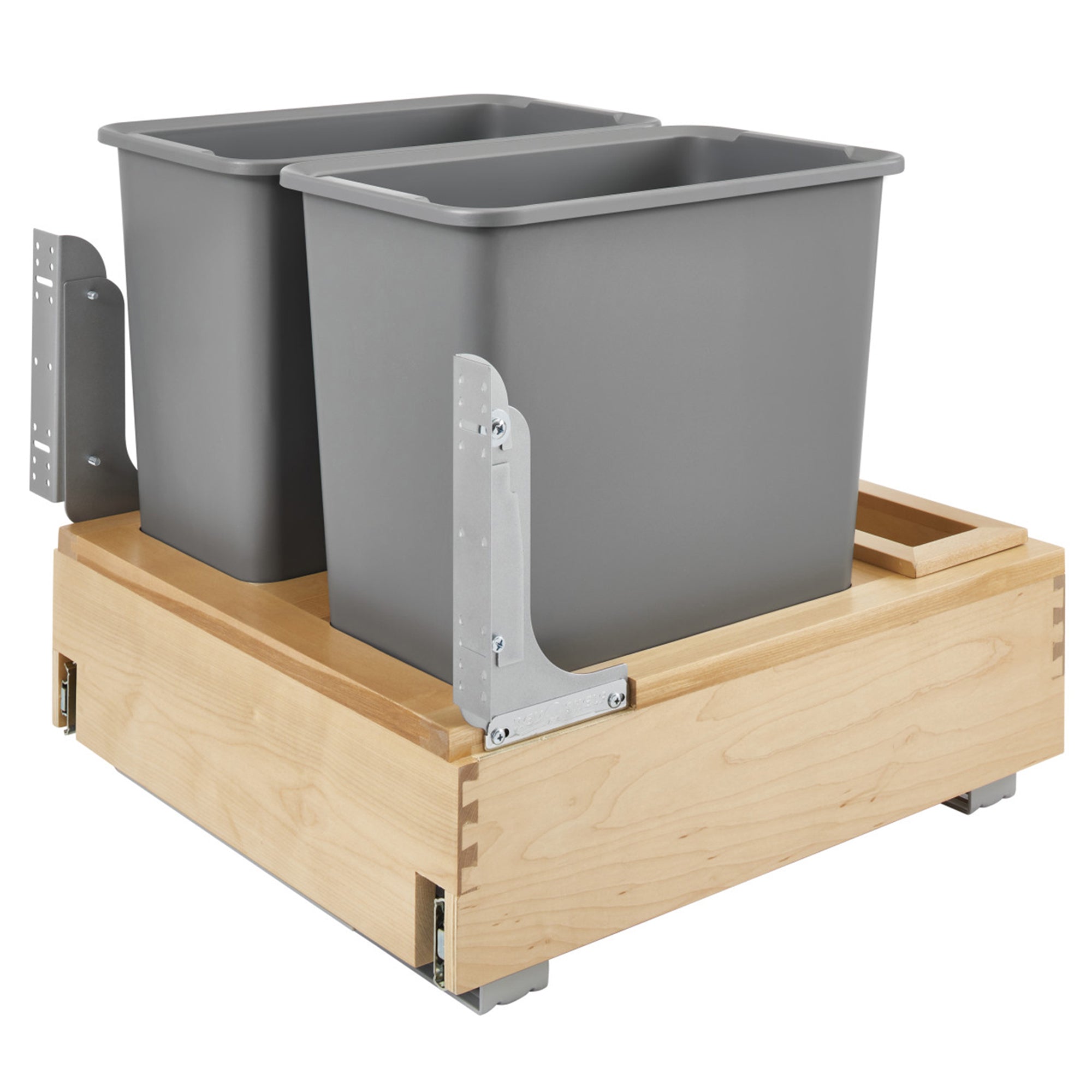 Rev-A-Shelf Double Pullout Bottom Mount Trash Cans 30 qt., Gray, 4WCBM-2430DM-2