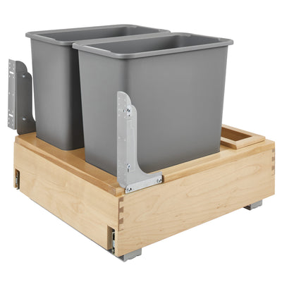 Rev-A-Shelf Double Pullout Bottom Mount Trash Cans 30 qt., Gray, 4WCBM-2430DM-2