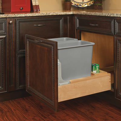 Rev-A-Shelf Double Pullout Bottom Mount Trash Cans 30 qt., Gray, 4WCBM-2430DM-2