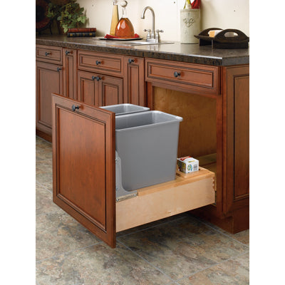 Rev-A-Shelf Double Pullout Bottom Mount Trash Cans 30 qt., Gray, 4WCBM-2430DM-2