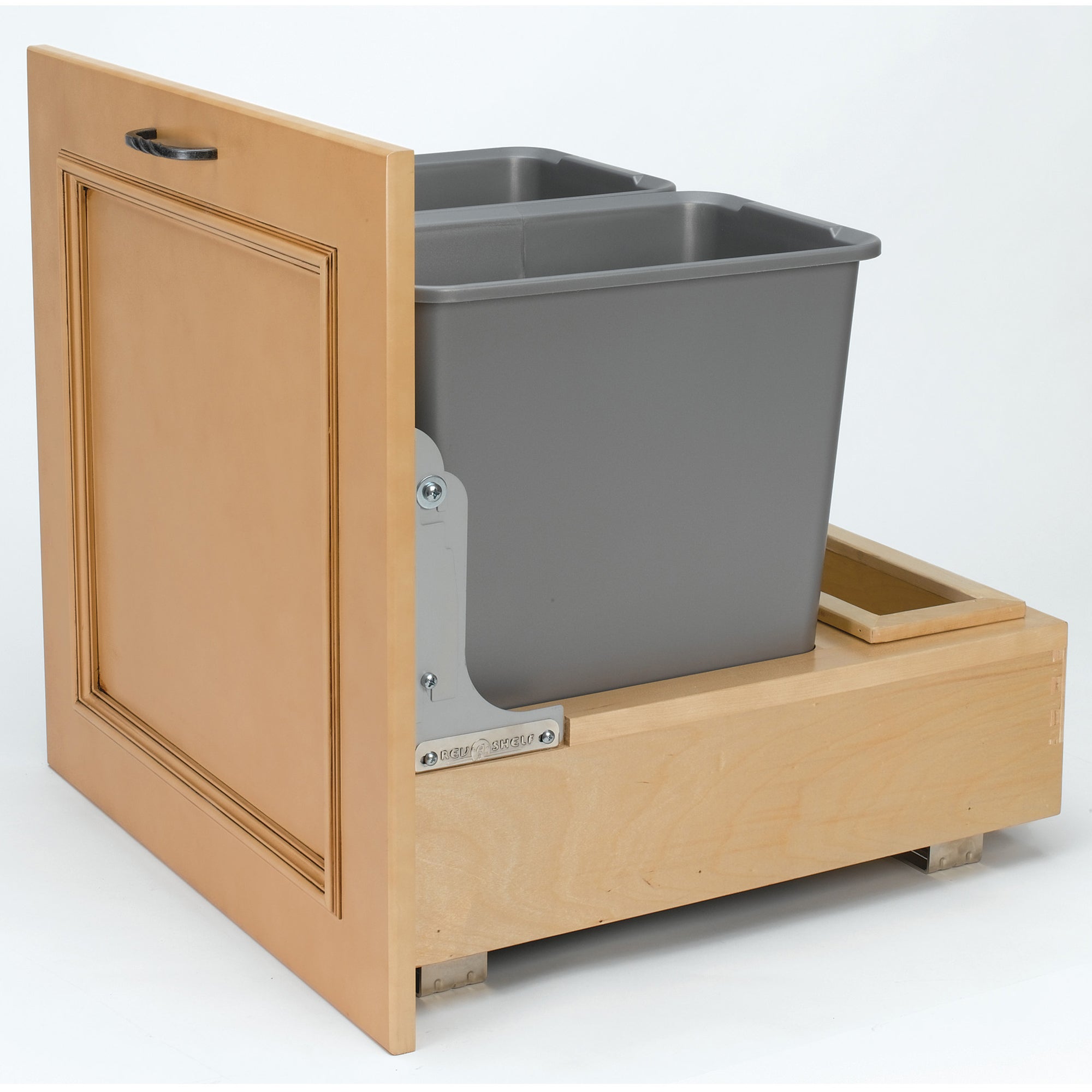 Rev-A-Shelf Double Pullout Bottom Mount Trash Cans 30 qt., Gray, 4WCBM-2430DM-2