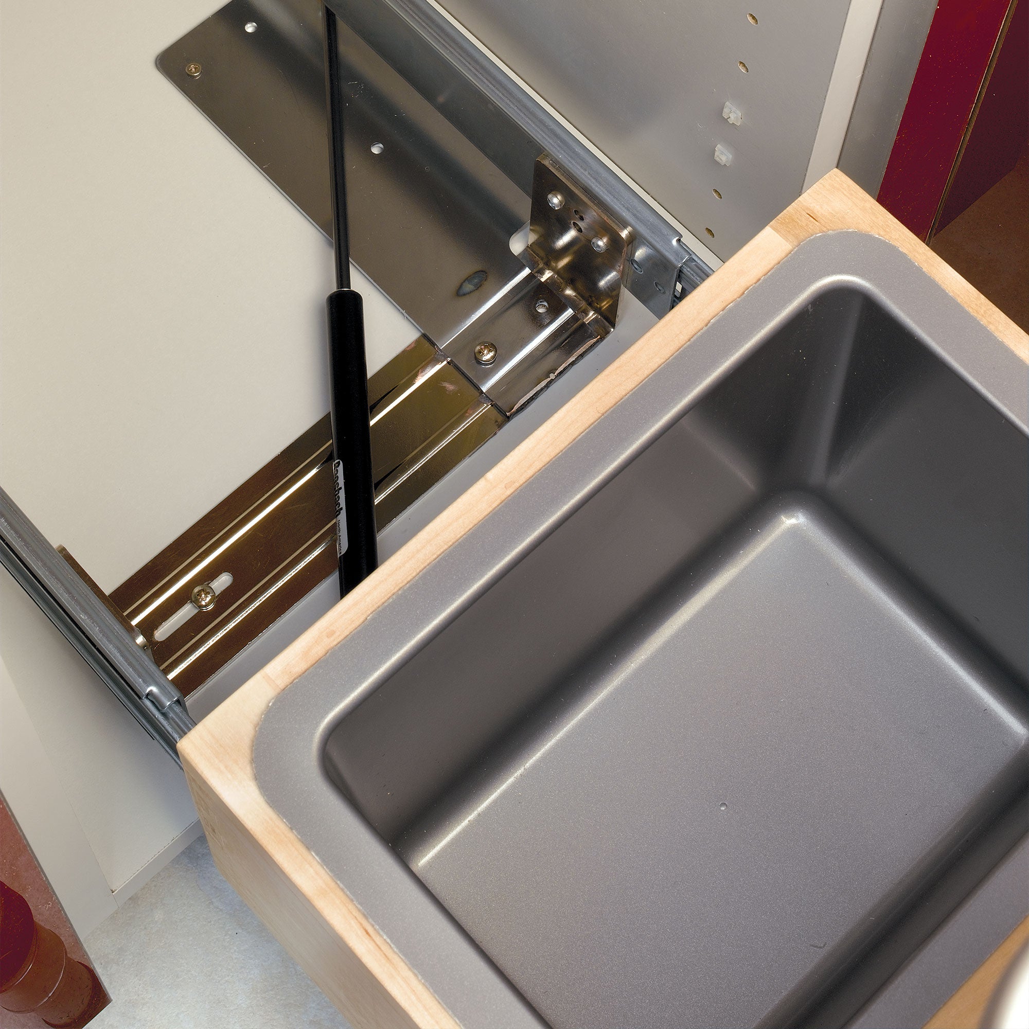 Rev-A-Shelf Double Pullout Bottom Mount Trash Cans 30 qt., Gray, 4WCBM-2430DM-2