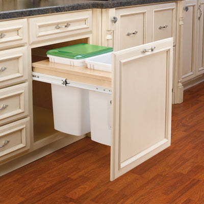 Rev-A-Shelf 4WCTM-21DM2 Double 35-Qt Pull Out Trash Container, White (Used)