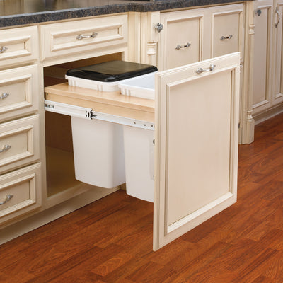 Rev-A-Shelf 4WCTM-21DM2 Double 35-Qt Pull Out Trash Container, White (Used)