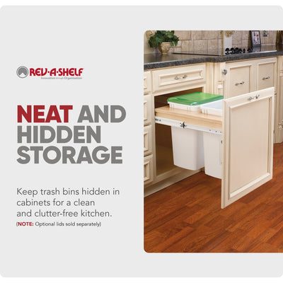 Rev-A-Shelf Double Pullout Top Mount Trash Can 35 qt., White, 4WCTM-21DM2 - VMInnovations