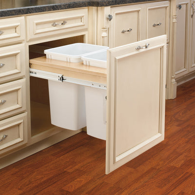 Rev-A-Shelf 4WCTM-21DM2 Double 35-Qt Pull Out Trash Container, White (Used)