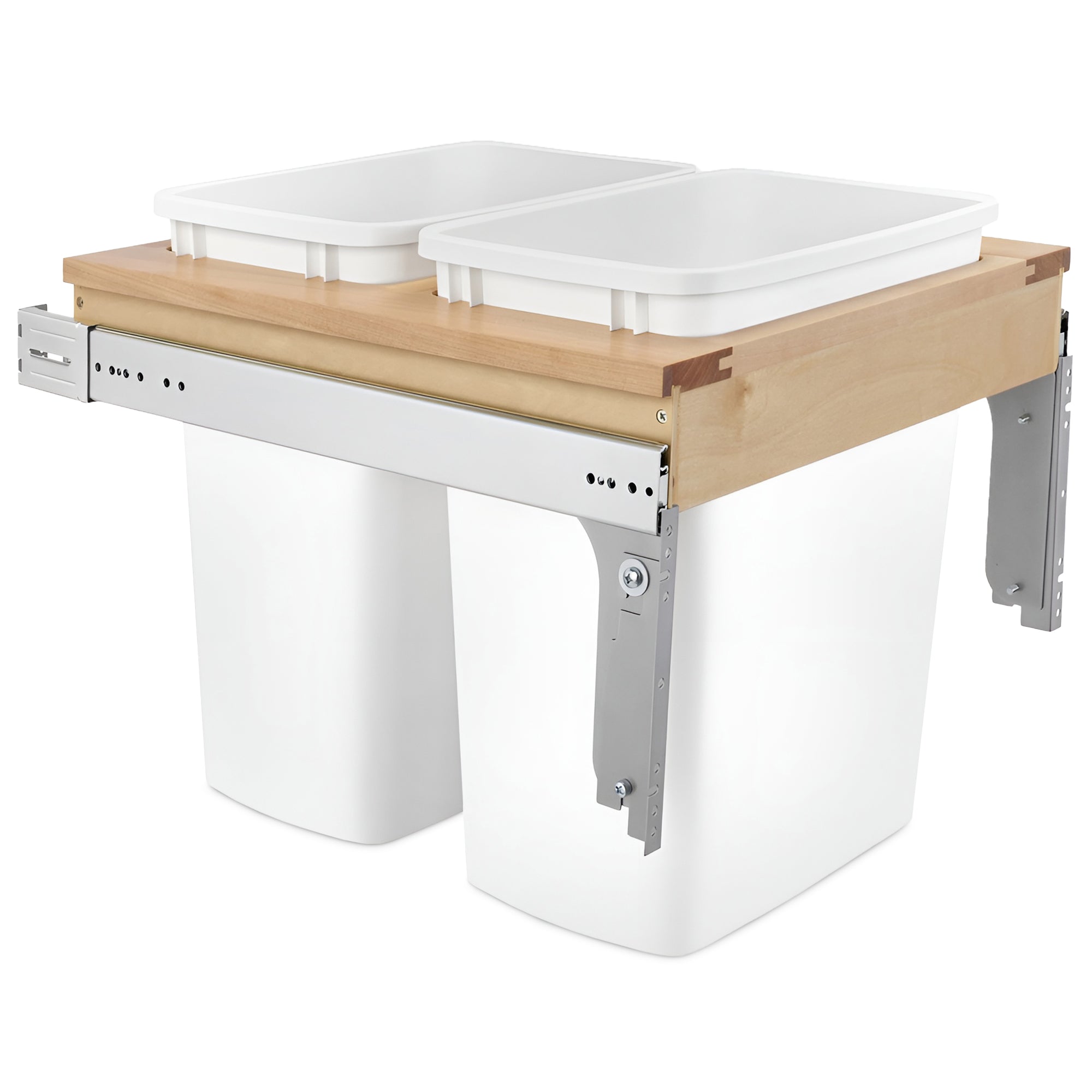 Rev-A-Shelf 4WCTM-21DM2 Double 35-Qt Pull Out Trash Container, White (Used)