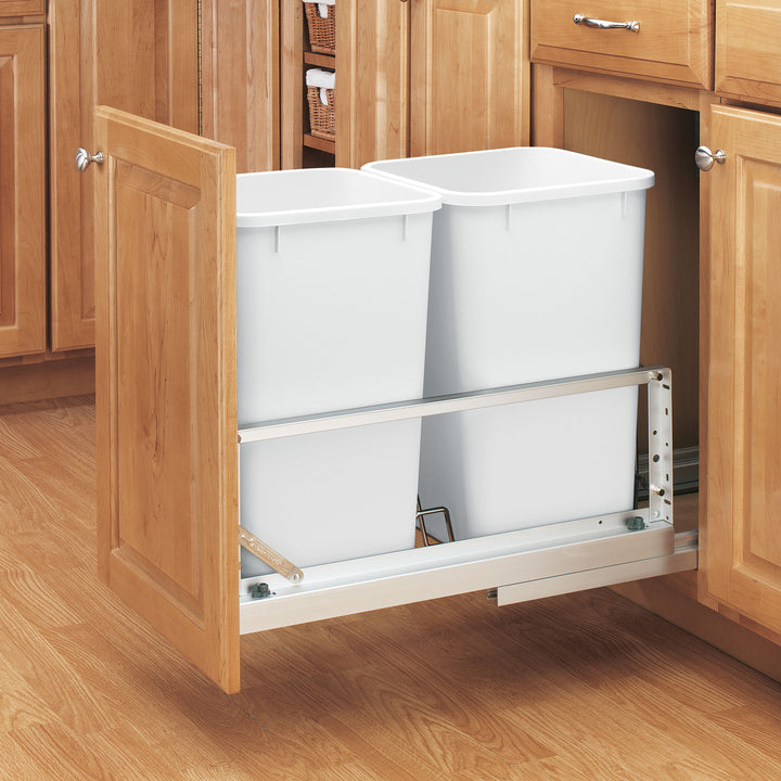 Rev-A-Shelf Double Pullout 27 qt. Kitchen Trash Can w/ Soft-Close, 5349-1527DM-2