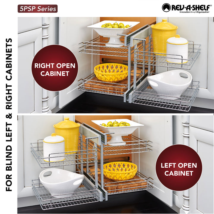 Rev-A-Shelf 15" Blind Corner Kitchen Cabinet Organizer w/ Soft-close, 5PSP-15SC-CR