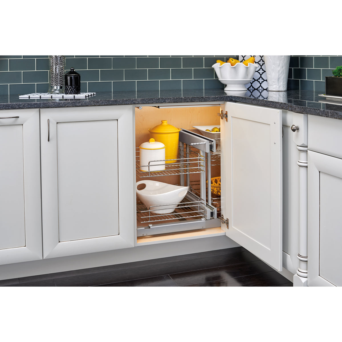 Rev-A-Shelf Chrome 2-Tier w/ Soft-Close-15" Blind Cabinet Opening, 5PSP-15SC-CR