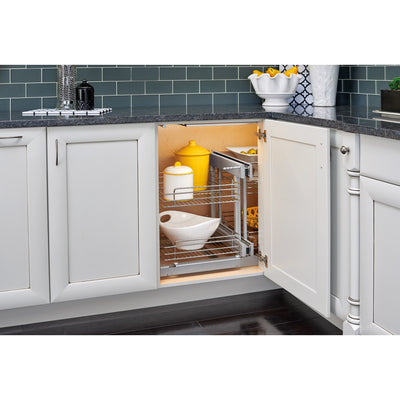 Rev-A-Shelf Chrome 2-Tier w/ Soft-Close-15" Blind Cabinet Opening, 5PSP-15SC-CR