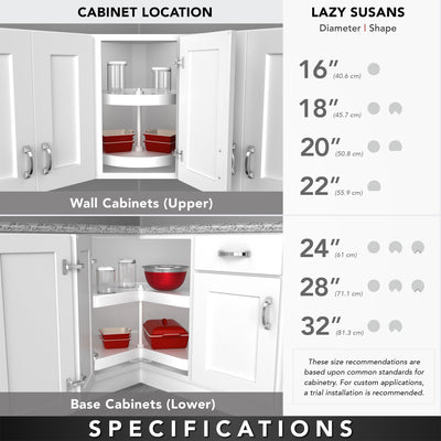 Rev-A-Shelf 32'' Kidney-Shaped Lazy Susan Corner Wall Cabinet Two-Shelf, 6472-32-11-52