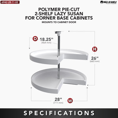 Rev-A-Shelf 6942-28-11-52 28 Inch Pie Cut 2-Shelf Lazy Susan, White (Open Box)