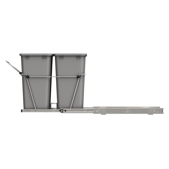 Rev-A-Shelf Double Pullout Trash Can 35 qt. for Kitchen, Silver, RV-18KD-17C S