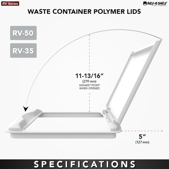 Rev-A-Shelf 35 qt. Trash Can Replacement Lid, White (Lid Only), RV-35-LID-1