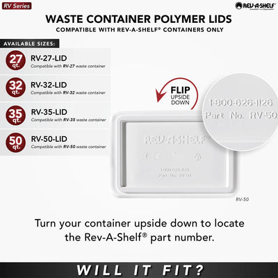 Rev-A-Shelf 35 Qt Trash Can Replacement Lid, (Lid Only) RV-35-LID-1-40 (2 Pack)