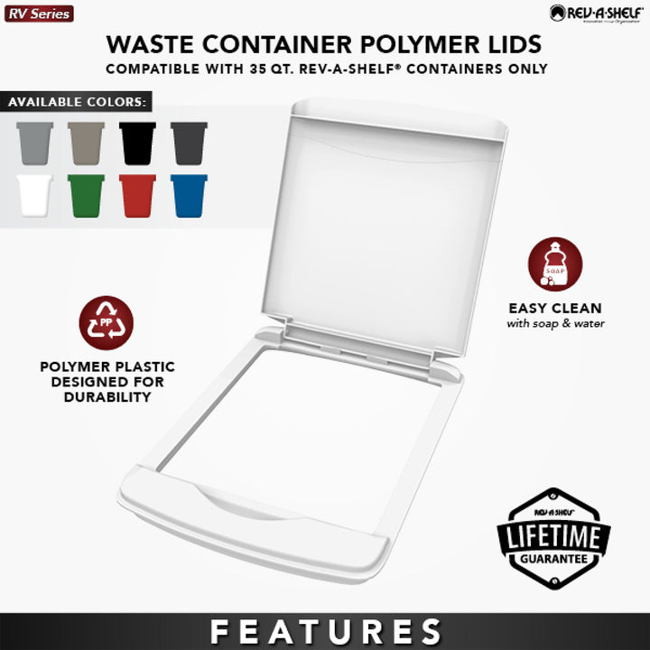 Rev-A-Shelf 35 qt. Trash Can Replacement Lid, White (Lid Only), RV-35-LID-1
