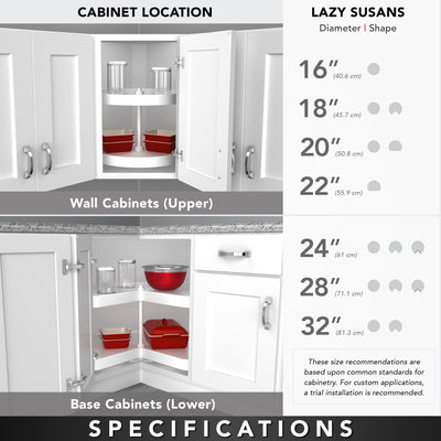 Rev-A-Shelf 24'' Lazy Susan Pie-Cut Polymer 2-Shelf, White, 6942-24-11-52 - VMInnovations