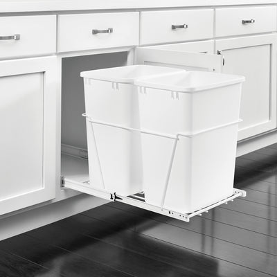 Rev-A-Shelf S Double 27-Quart Pull-Out Kitchen Waste Containers, White (Used)