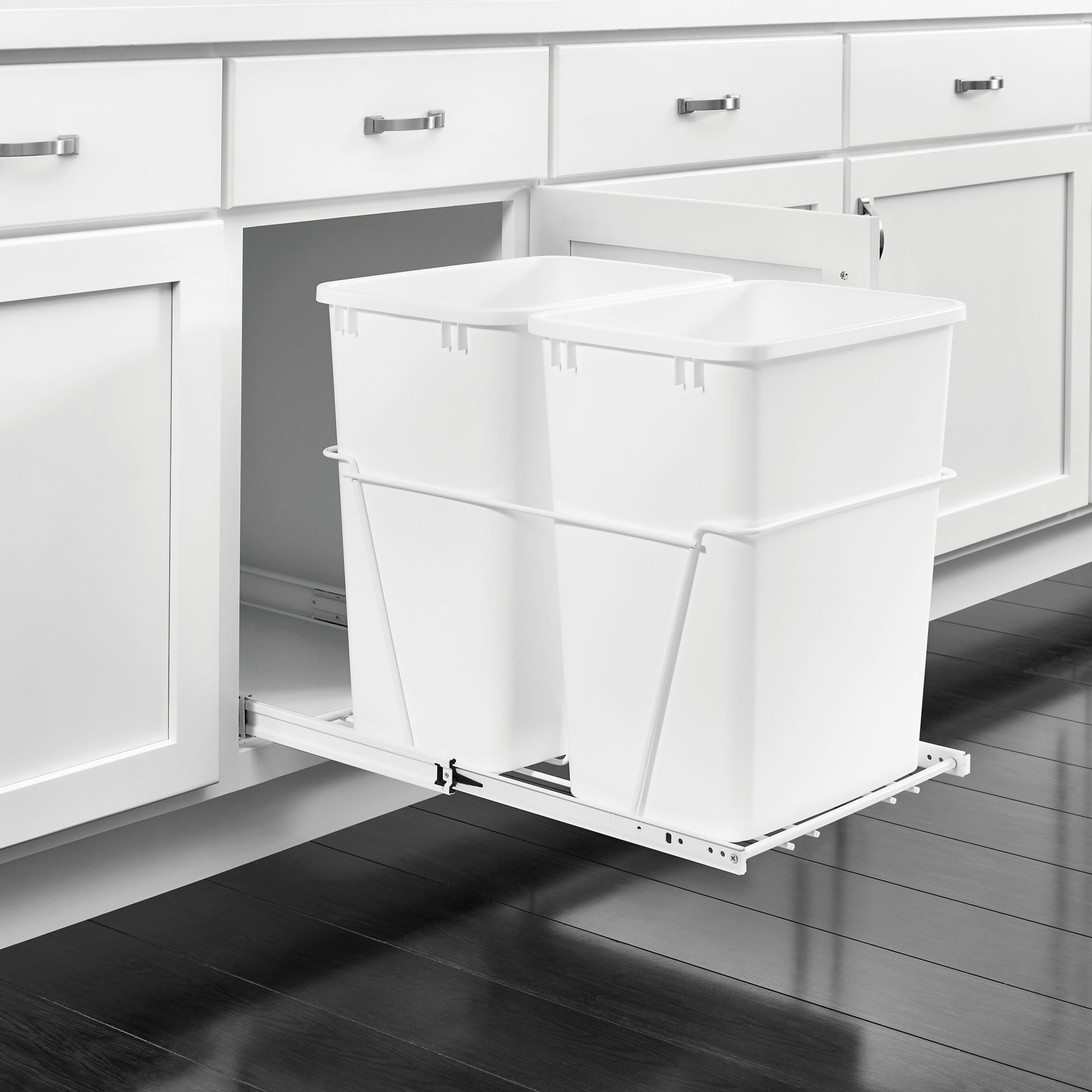 Rev-A-Shelf RV-15PB-2 S Double 27-Qt Cabinet Pullout Waste Container (Open Box)